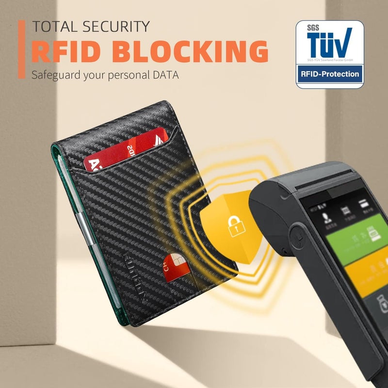 RUNBOX Money Clip Wallets for Men,Slim Leather Mens Bifold Wallet,RFID Blocking Front Pocket Wallet,Thin Credit Card Holder with Gift Box - Image 4